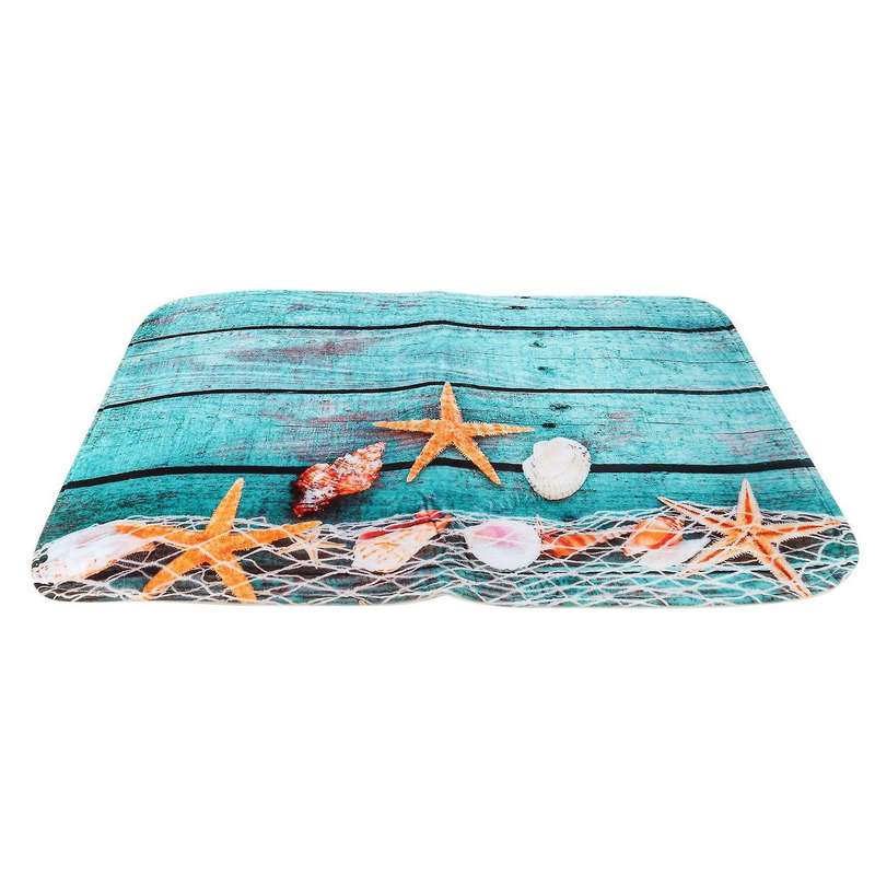 Beach Seashells Starfish Sand Bath Mat Bathroom Carpet 3 Piece