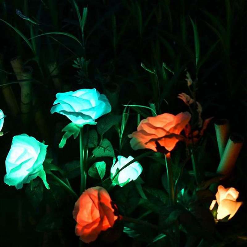 4pcs 3led Solar Rose Light Ip65 Waterproof Garden Landscape Light