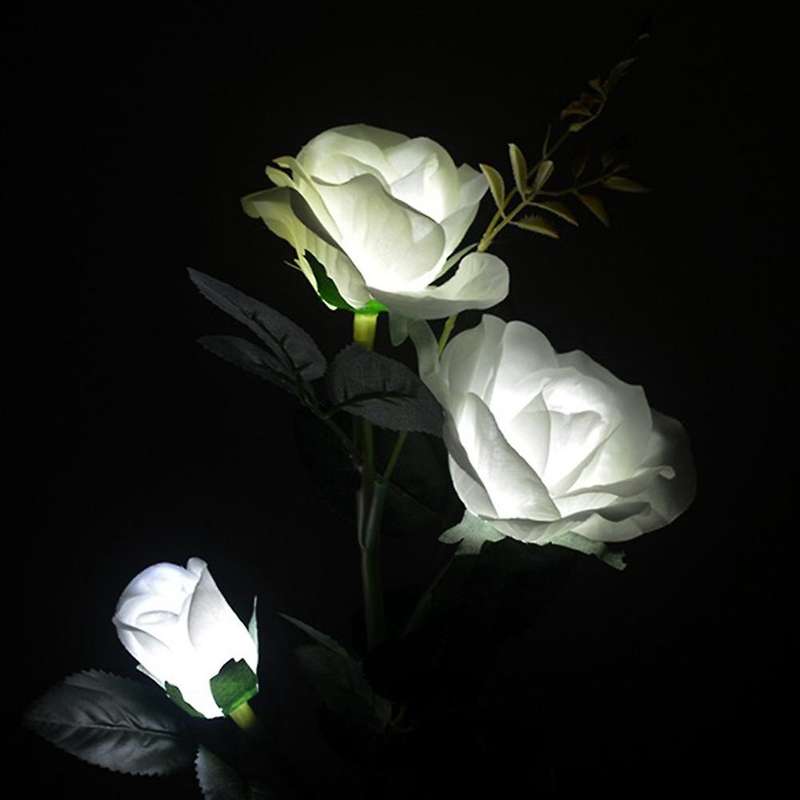 4pcs 3led Solar Rose Light Ip65 Waterproof Garden Landscape Light