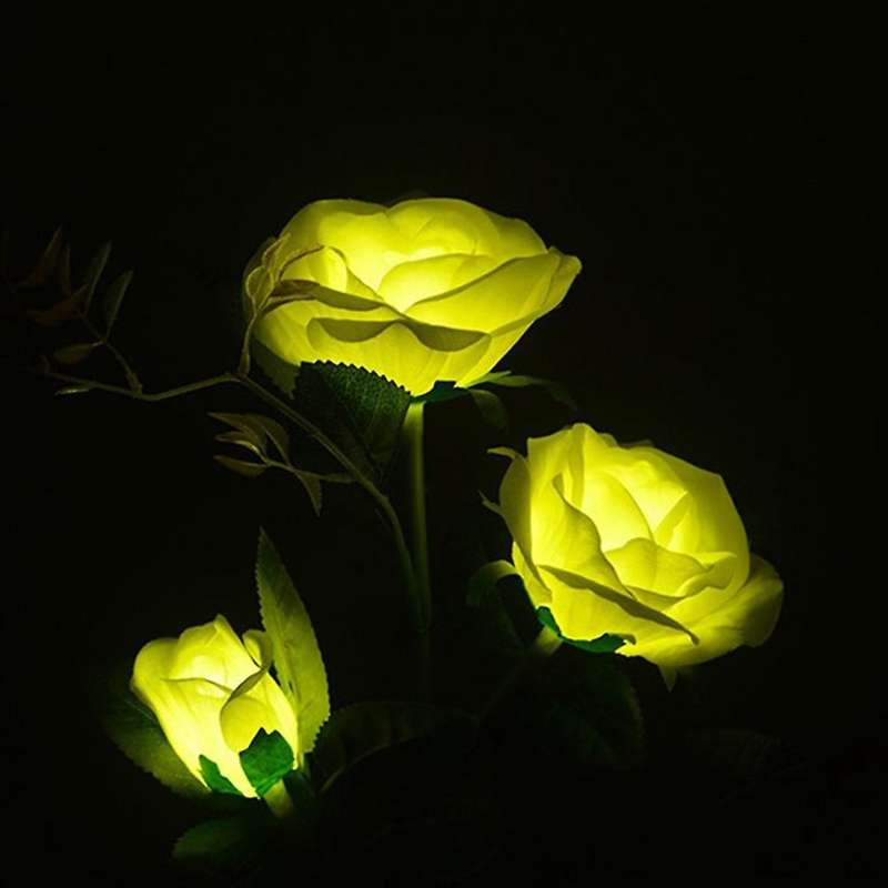 4pcs 3led Solar Rose Light Ip65 Waterproof Garden Landscape Light