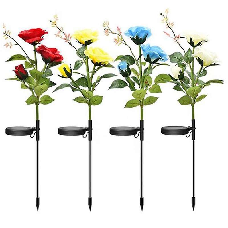 4pcs 3led Solar Rose Light Ip65 Waterproof Garden Landscape Light