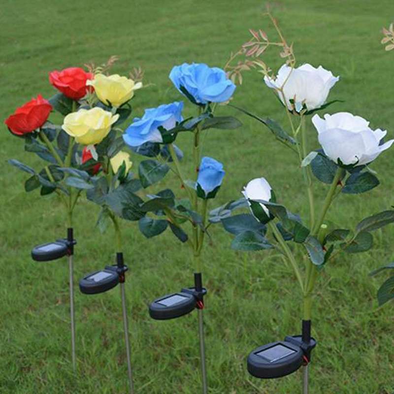 4pcs 3led Solar Rose Light Ip65 Waterproof Garden Landscape Light