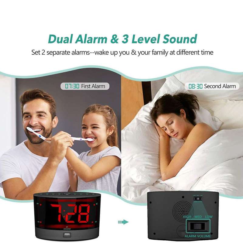 Extra Loud Alarm Clock with Wireless Bed Shaker,for Heavy Sleepers
