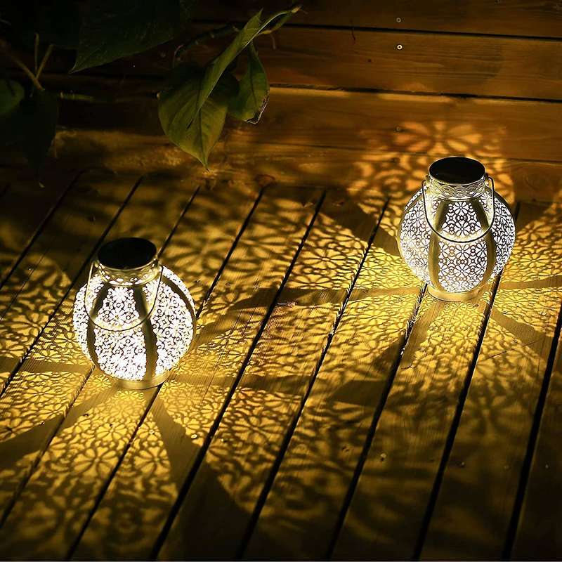 2 Pack Solar Lanterns Decorations for Patio Solar Lanterns Outdoor
