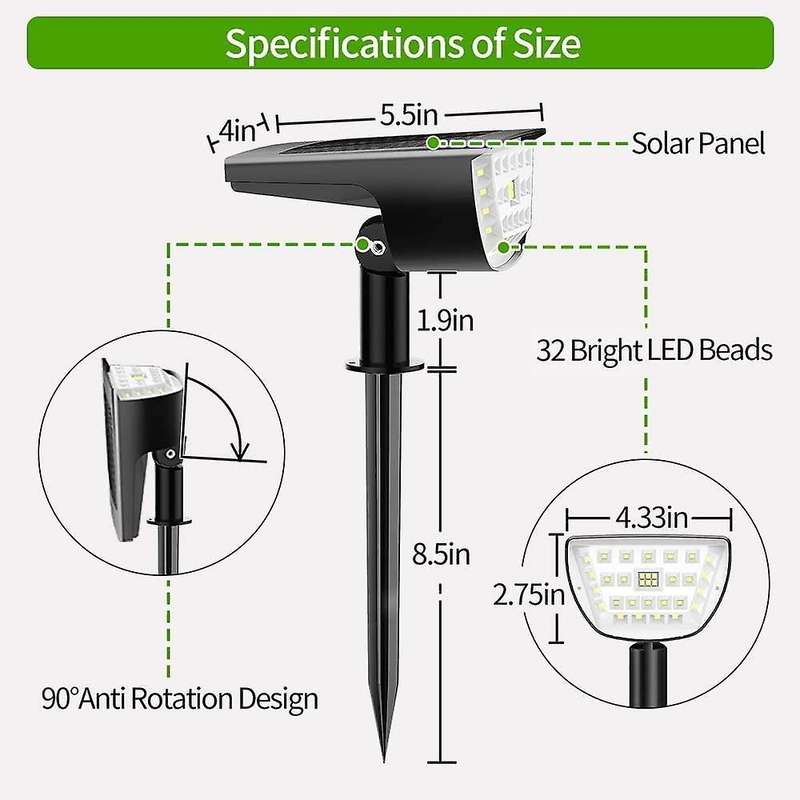 Solar Spot Lights Landscape Spotlight Wall Lights for Porch Yard A
