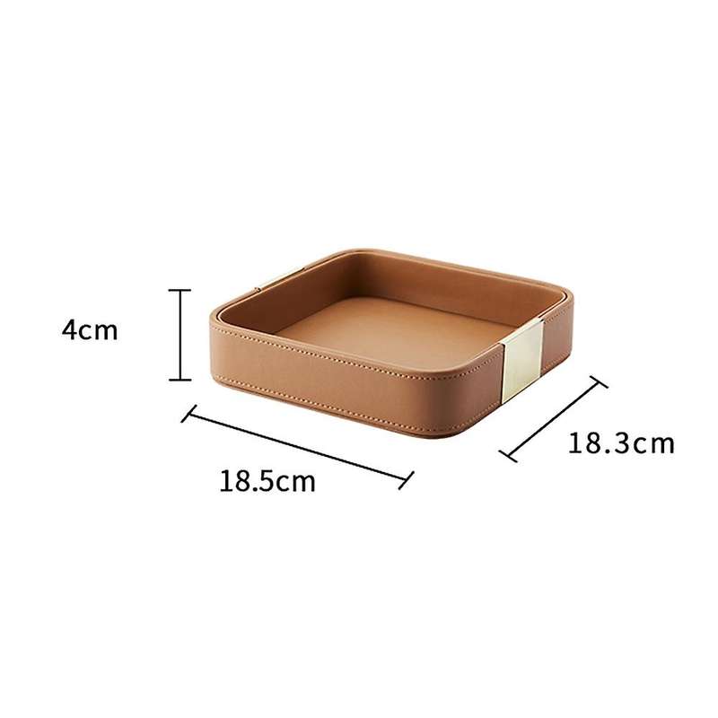 Leather Desktop Storage Tray Square Storage Key Tray European Jewelry