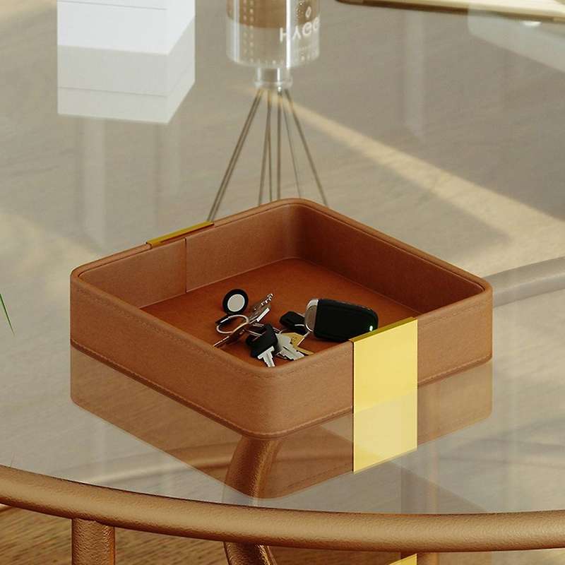 Leather Desktop Storage Tray Square Storage Key Tray European Jewelry
