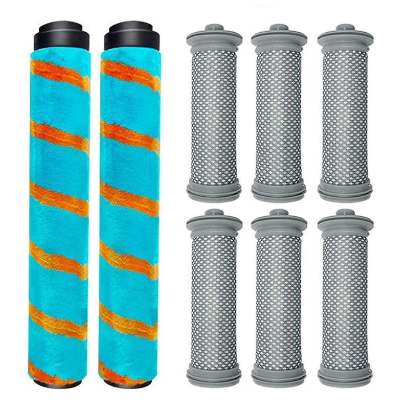2pcs Roller Brush with 6pcs Hepa Filter for Tineco A10/a11 Hero -blue