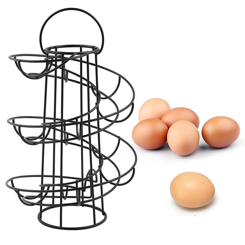 Spiraling Design Metal Standing Egg Skelter/dispenser Rack (black)