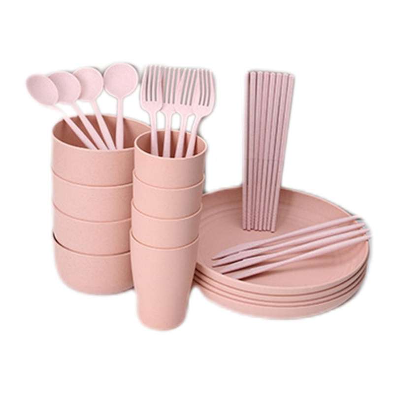 28 Pcs Dinner Set, Large Dinner Plates, Cups, Bowls, Cutlery-c
