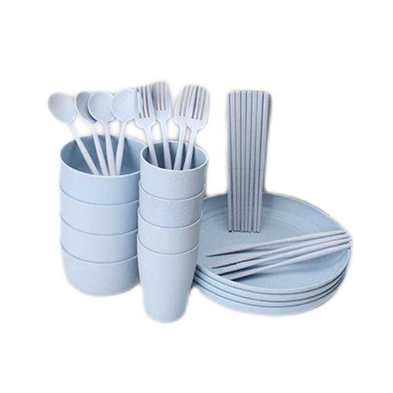 28 Pcs Dinner Set, Large Dinner Plates, Cups, Bowls, Cutlery-d