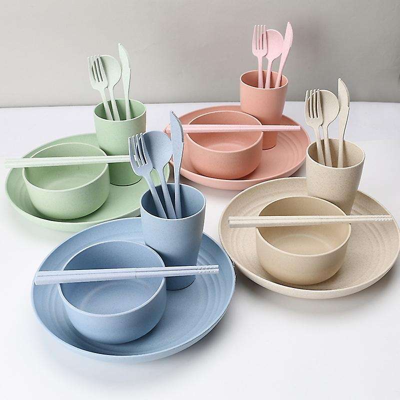 28 Pcs Dinner Set, Large Dinner Plates, Cups, Bowls, Cutlery-d