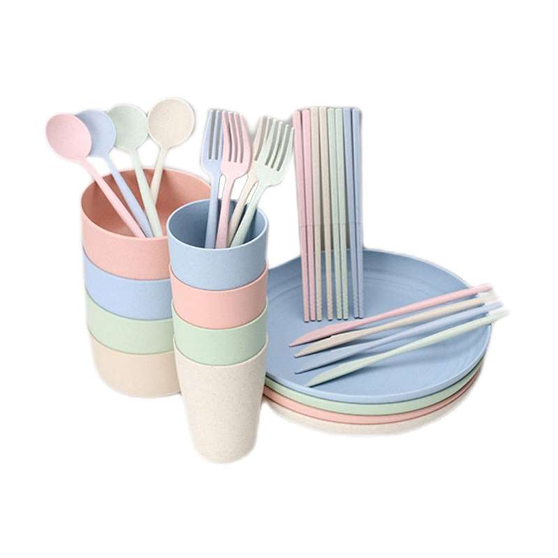 28 Pcs Dinner Set, Large Dinner Plates, Cups, Bowls, Cutlery-a