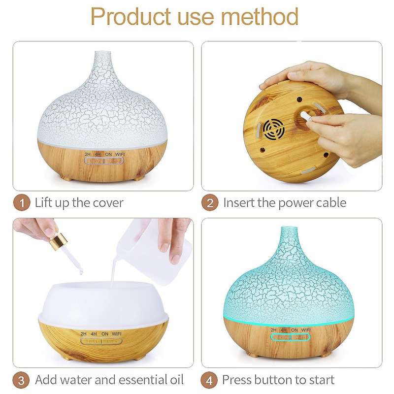 Smart Wifi Essential Oil Diffuser Home Eu Plug Light Wood