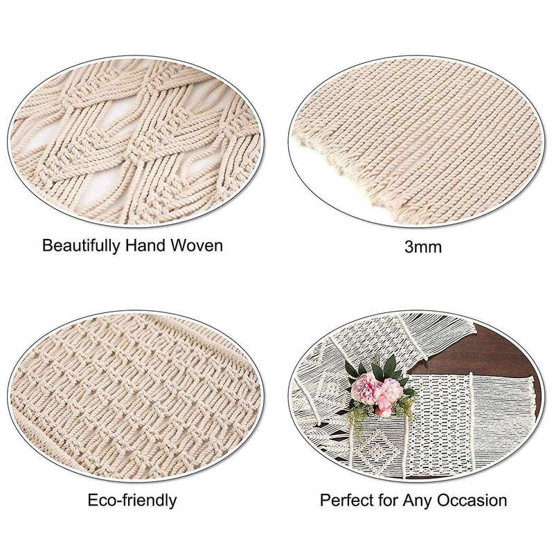 Macrame Table Runner, Boho Wedding Table Decor, Handwoven Vintage