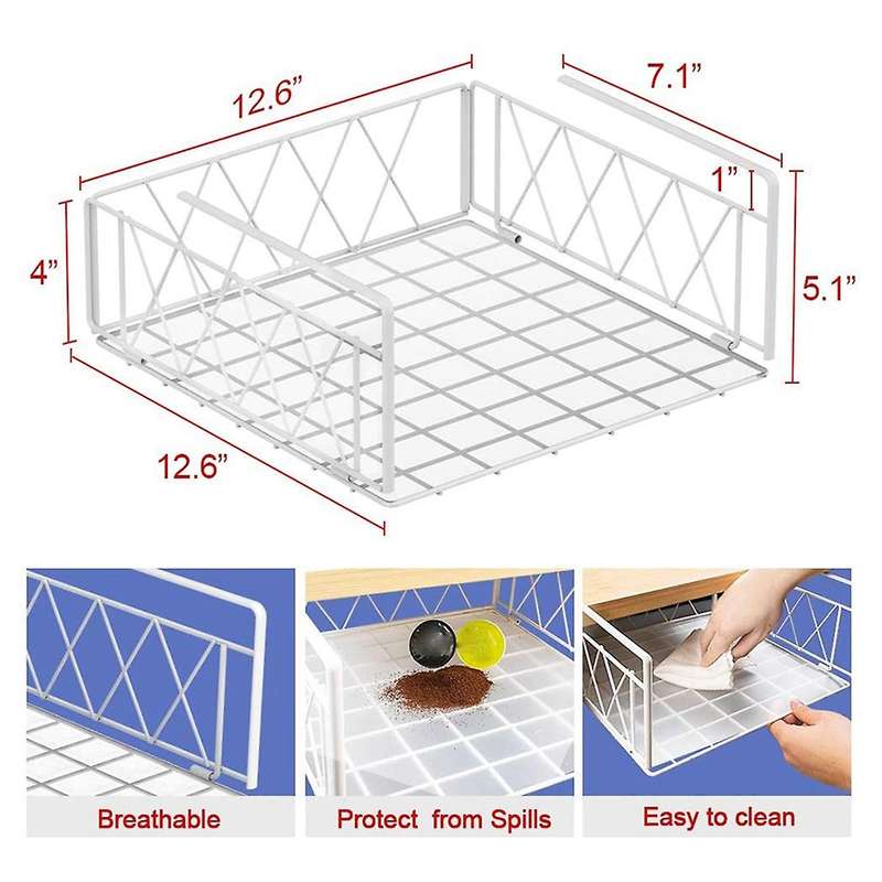 Auledio Under The Cabinet Shelf Rack,vertical Wire,white (2 Pack)