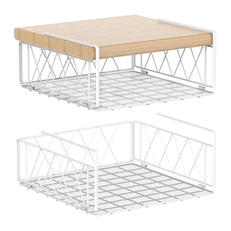 Auledio Under The Cabinet Shelf Rack,vertical Wire,white (2 Pack)