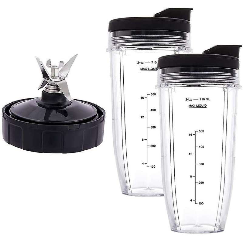 24oz Cups with To-go Lids, 7 Fins Extractor Blade, for Nutri Ninja