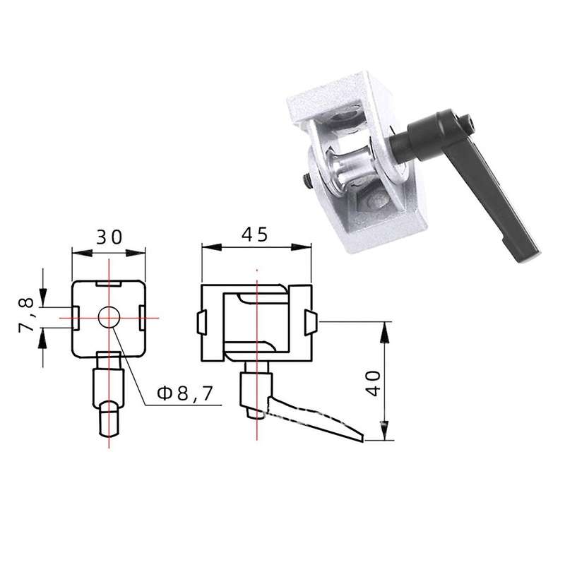 4pcs Zinc Alloy Living Hinge with Handle Industrial Aluminum Profile