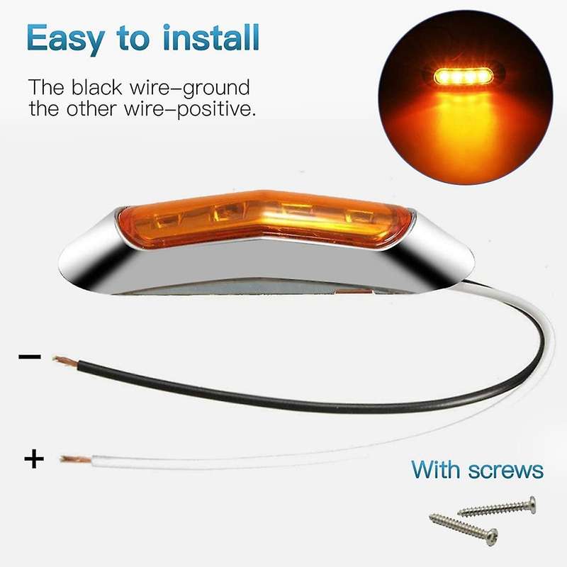Led Side Marker Indicator Lights Lamp Universial (10 Amber+10 Red)