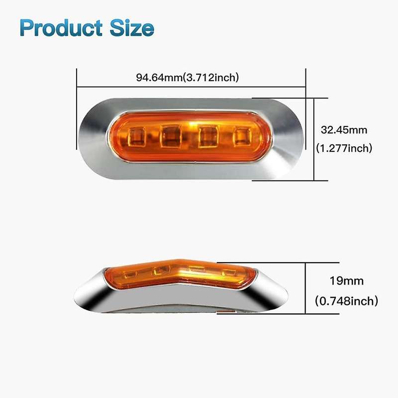 Led Side Marker Indicator Lights Lamp Universial (10 Amber+10 Red)