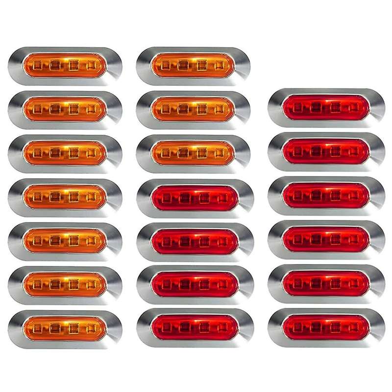 Led Side Marker Indicator Lights Lamp Universial (10 Amber+10 Red)