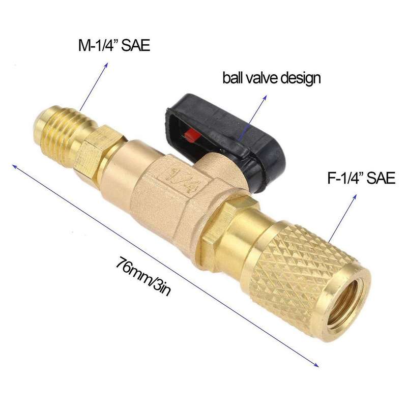 Brass R410a Refrigerant Straight Ball Valves Ac Charging Hoses