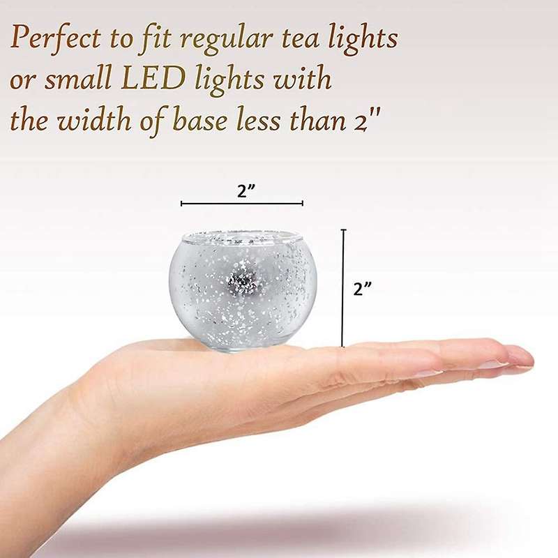 Round Golden Wishing Candle Holder Mercury Glass Holder 12-pcs Set B