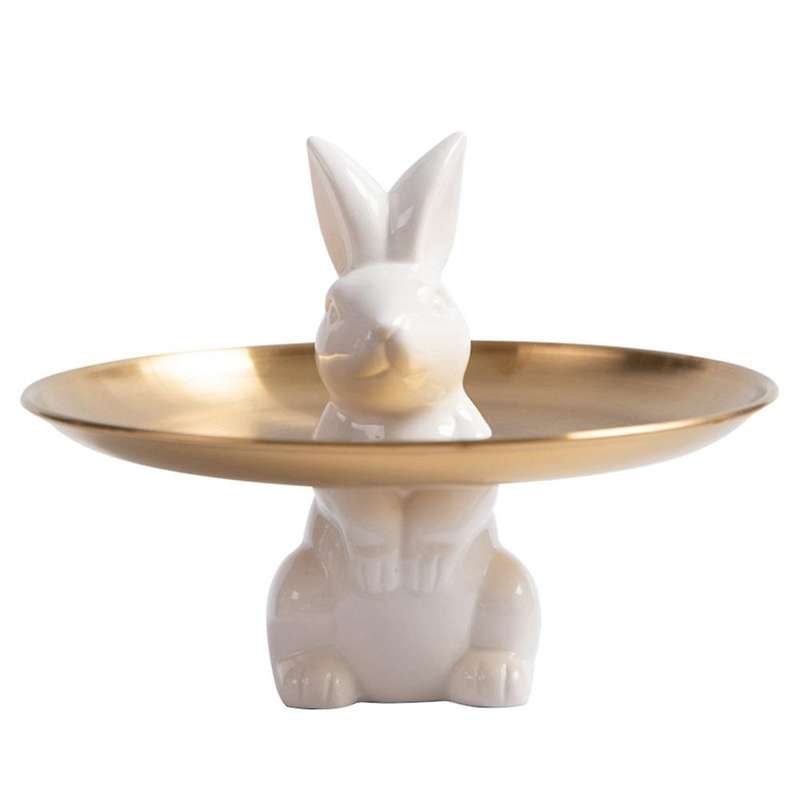 Lovely Rabbit Storage Decoration Resin Sculpture Home Storage Tray B
