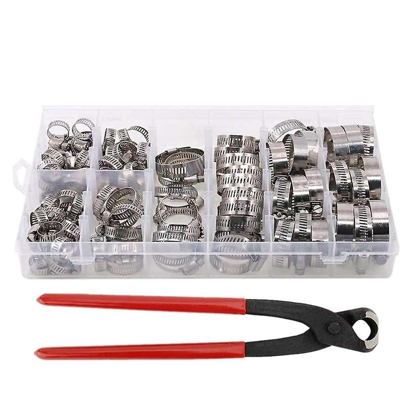 100pcs 304 Stainless Steel Single Ear Hose Clamp 6-28.6mm Single Ear
