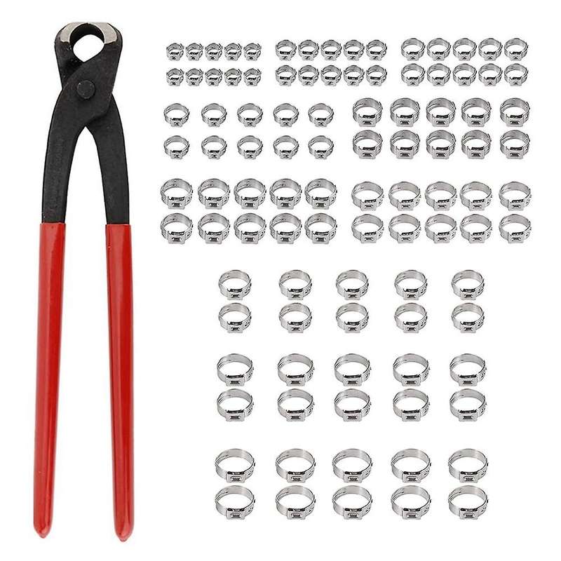 100pcs 304 Stainless Steel Single Ear Hose Clamp 6-28.6mm Single Ear