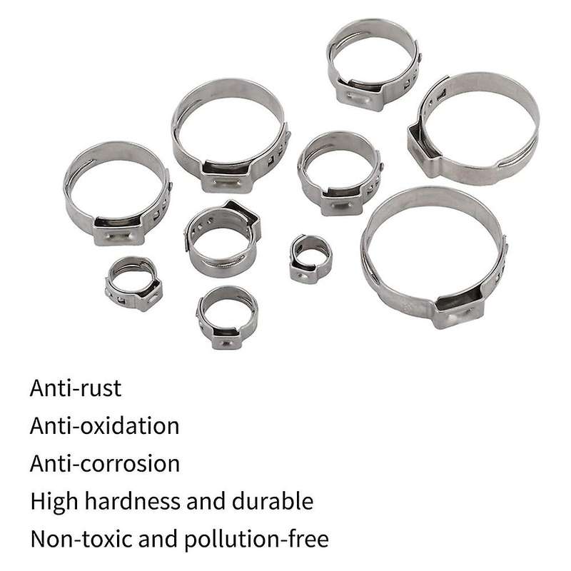 100pcs 304 Stainless Steel Single Ear Hose Clamp 6-28.6mm Single Ear