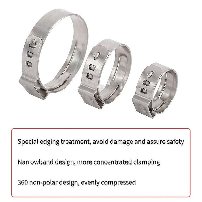 100pcs 304 Stainless Steel Single Ear Hose Clamp 6-28.6mm Single Ear