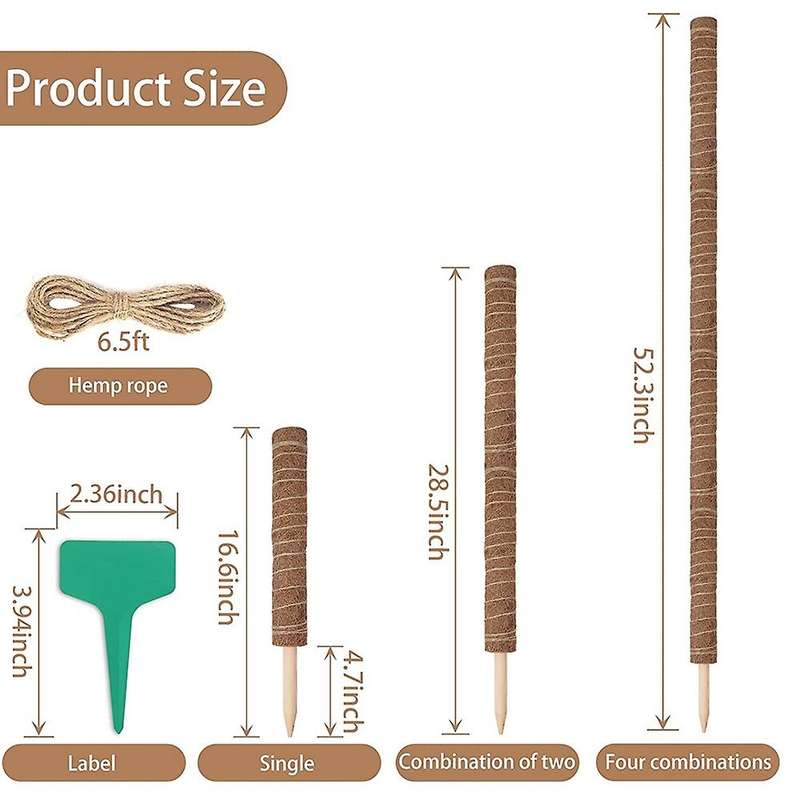 Moss Rod Spiral Totem Plant Support for Climbing Plants Monstera