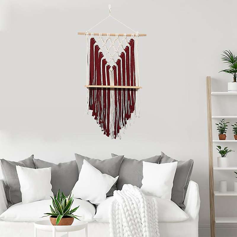 Macrame Wall Hanging Shelf - Crochet Woven Hanging Wall Decor