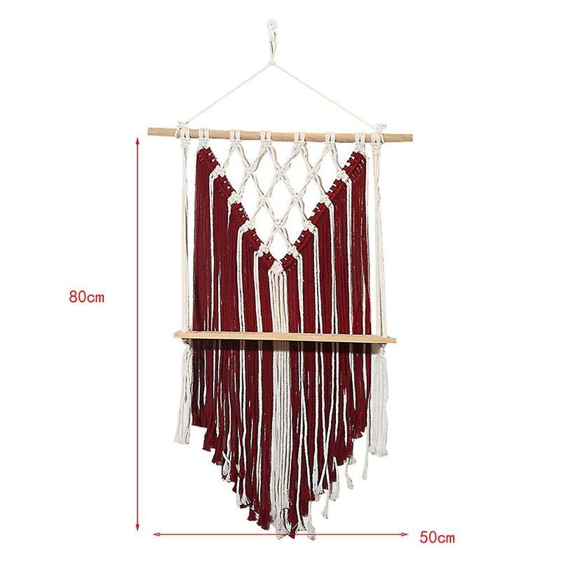 Macrame Wall Hanging Shelf - Crochet Woven Hanging Wall Decor