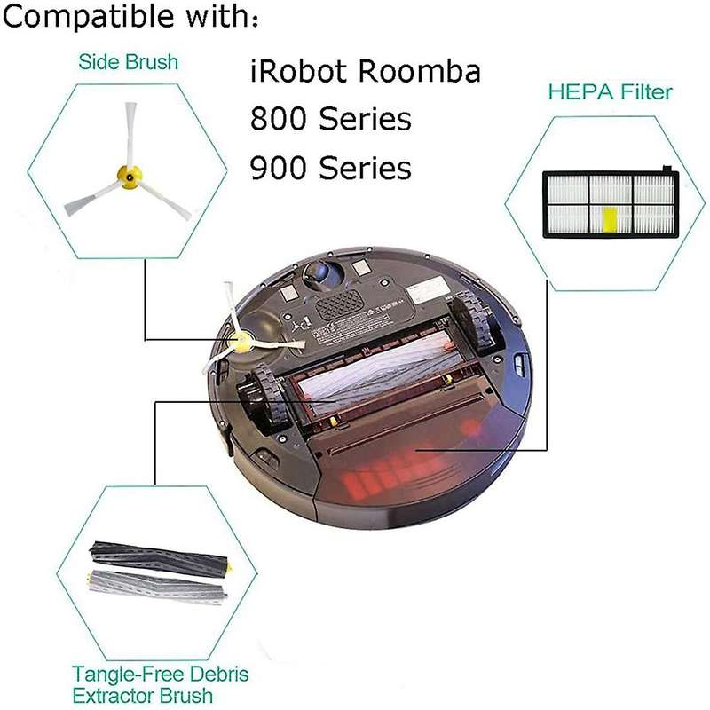 Refill Kit Extractor Filter Side Brush for Irobot Roomba 800 Series