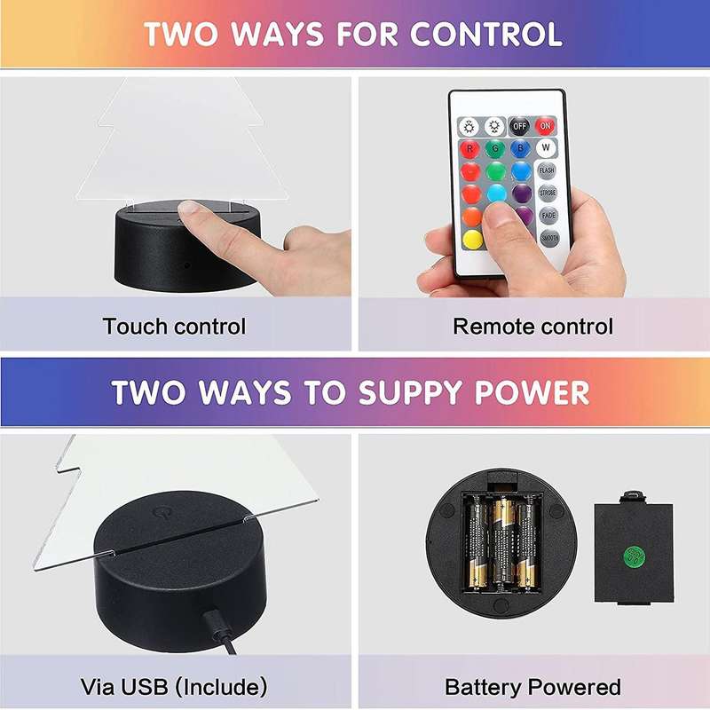 3d Night Led Light Lamp Base Charging Cables for Child Room Bar