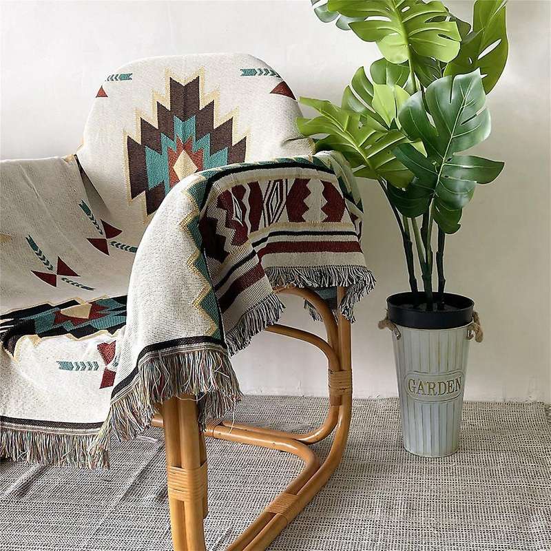 Sofa Blanket Knitted Blanket with Tassel Blanket