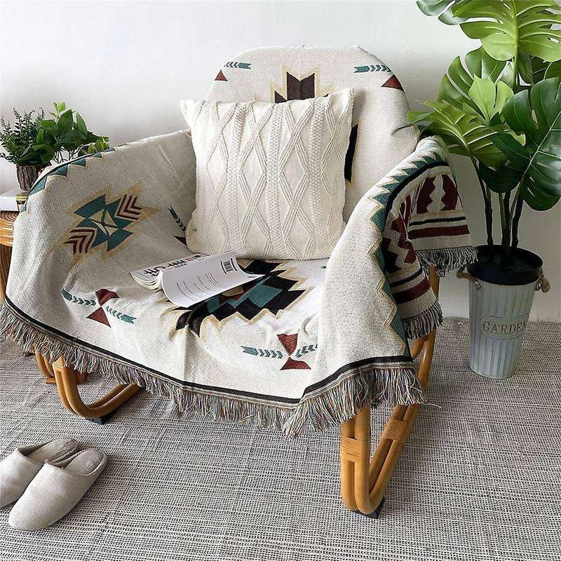 Sofa Blanket Knitted Blanket with Tassel Blanket