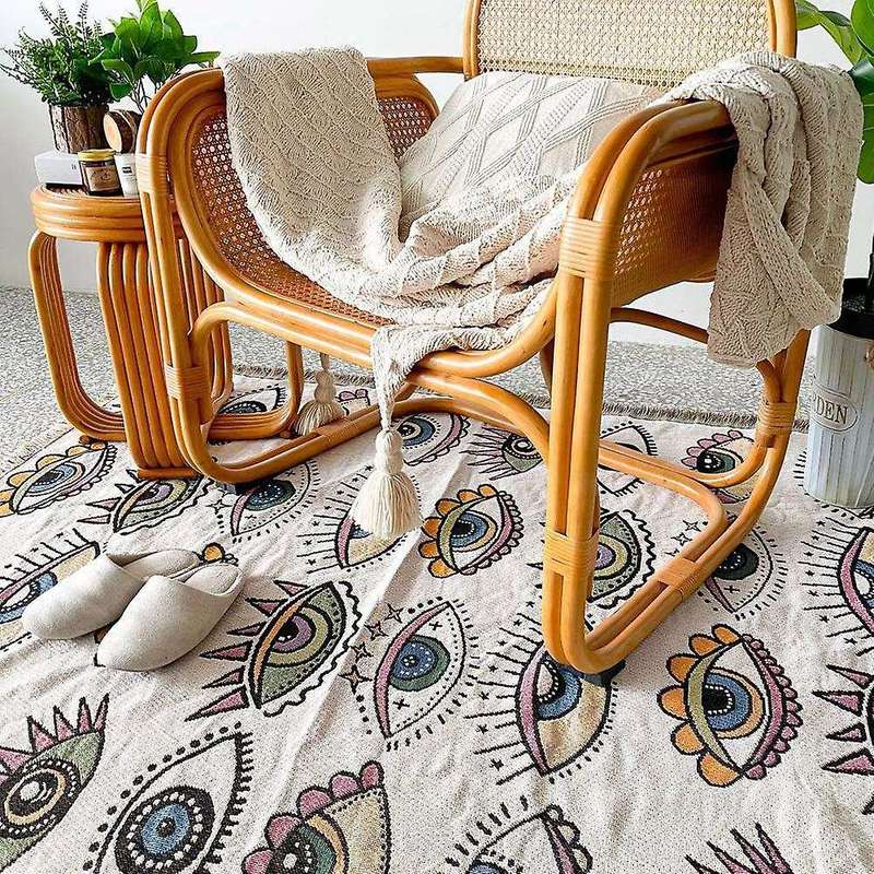 Boho Sofa Throw Blanket Knitted Cotton Sofa Cover