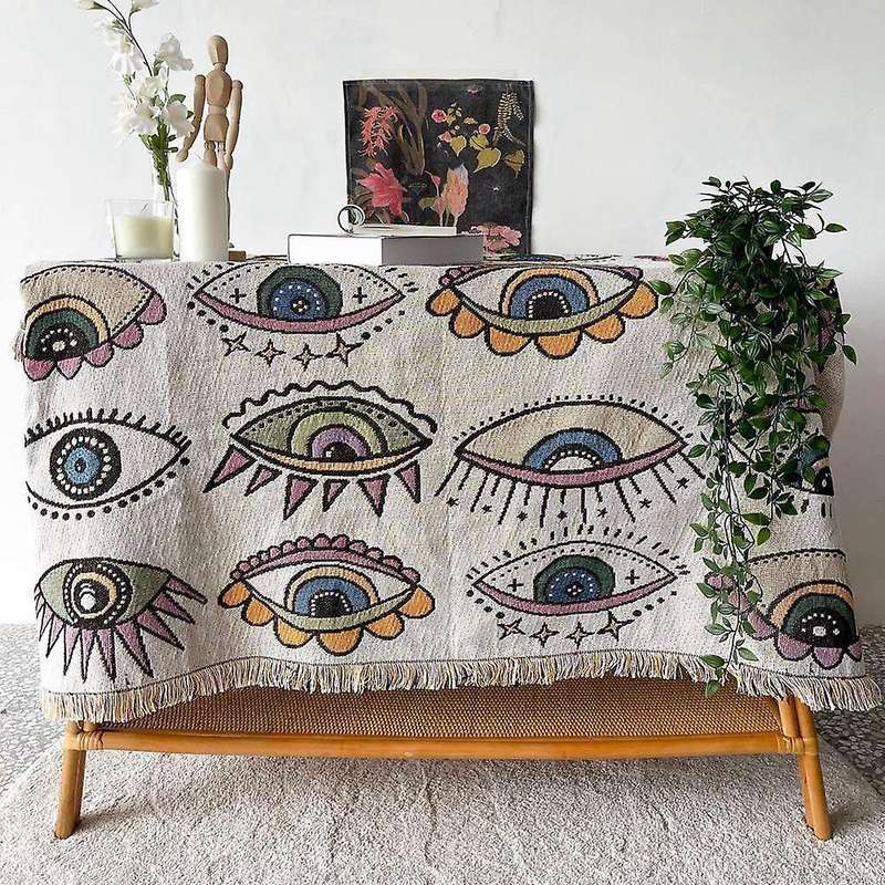 Boho Sofa Throw Blanket Knitted Cotton Sofa Cover