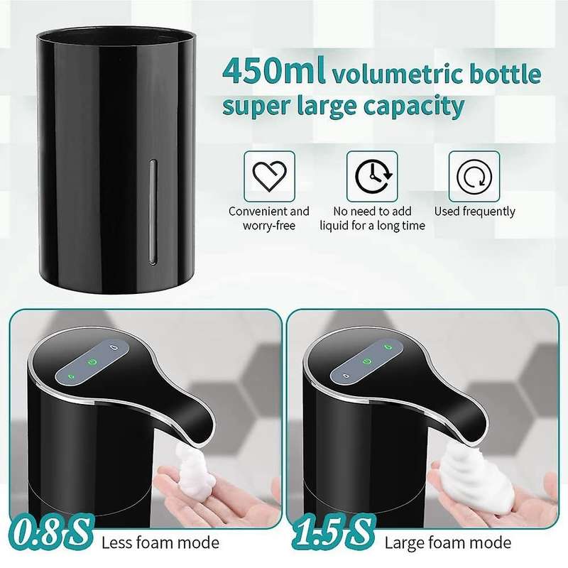 Foam Soap Dispenser Automatic - Touchless Soap Dispenser 450ml Black