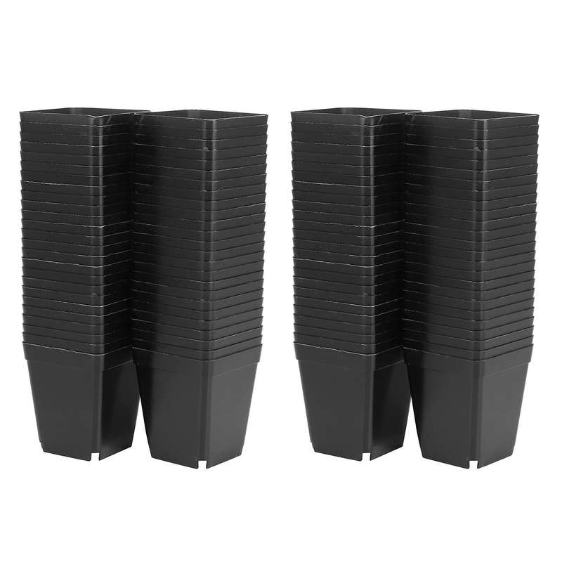 50pcs Mini Pots De Fleurs En Plastique Pour Plantes 7cm X 7cm - Noir