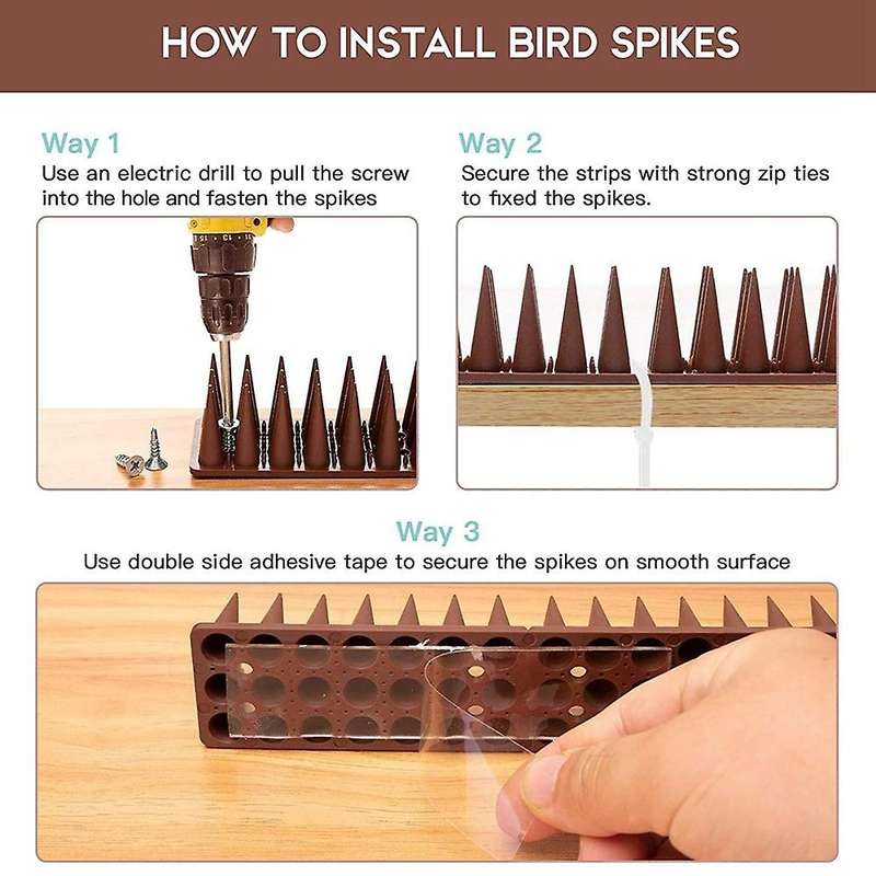 Bird Spikes, Defender Spikes for Bird Cat Squirrel Raccoon Brown
