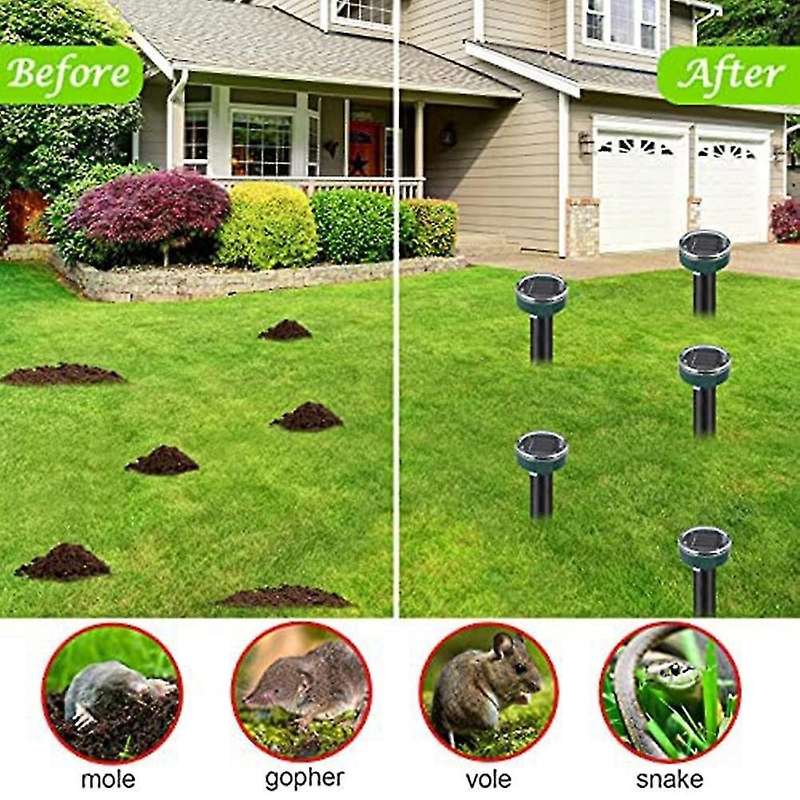 8 Pc Outdoor Solar Ultrasonic Vibration Repeller Snake Repeller
