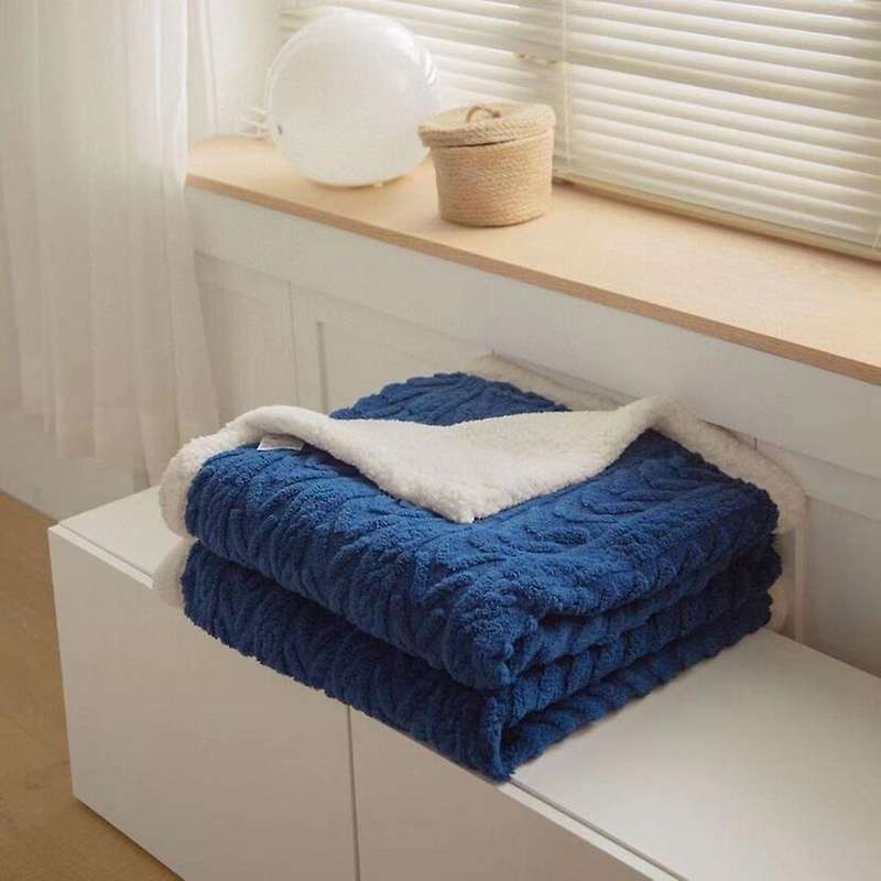 Twist Pattern Fleece Fur Blanket Warm Winter Blanket Beige