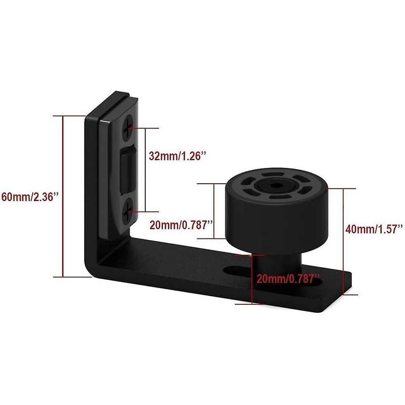2pcs Floor Guide Barn Door Floor Guide with Adjustable Roller Black