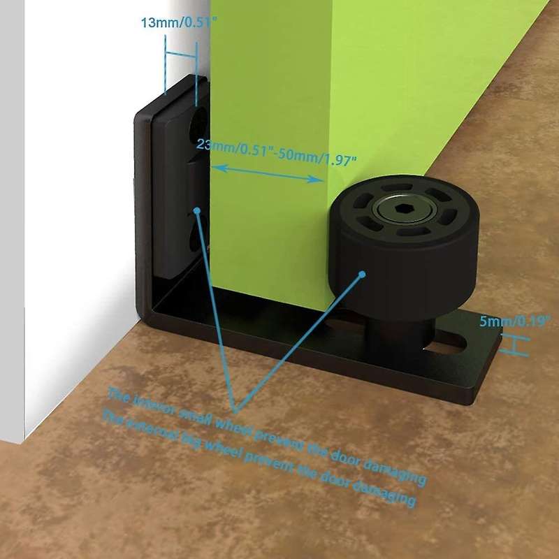 2pcs Floor Guide Barn Door Floor Guide with Adjustable Roller Black