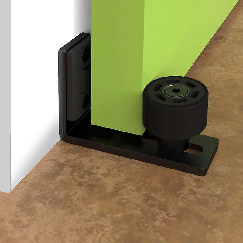 2pcs Floor Guide Barn Door Floor Guide with Adjustable Roller Black